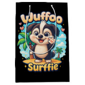 Wuffoo Surffie Cute Kawaii Puppy Tropical Island Mittlere Geschenktüte (Vorderseite)