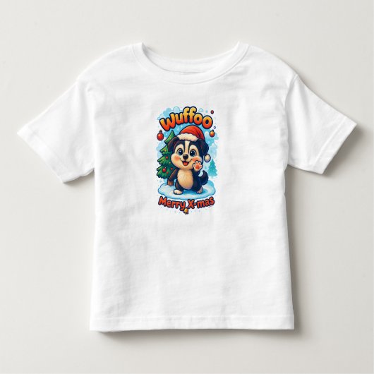 Wuffoo Surffie Merry X-mas Kawaii 3D Holiday Kleinkind T-shirt (Vorderseite)