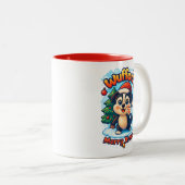 Wuffoo Surffie Merry X-mas Kawaii 3D Holiday Zweifarbige Tasse (VorderseiteRechts)