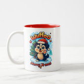 Wuffoo Surffie Merry X-mas Kawaii 3D Holiday Zweifarbige Tasse (Links)