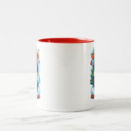 Wuffoo Surffie Merry X-mas Kawaii 3D Holiday Zweifarbige Tasse (Mittel)