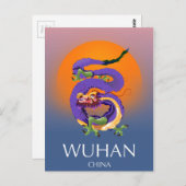 Wuhan China Dragon Reiseplakat Postkarte (Vorne/Hinten)