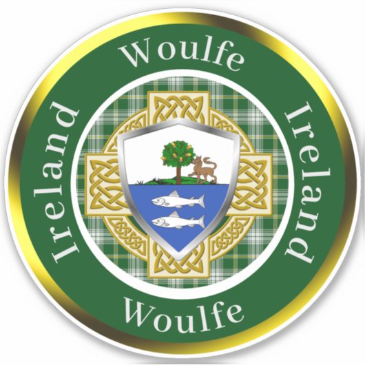 Wulfe Irish Shield/keltisches Kreuz Personalisiert Aufkleber (Vorderseite)