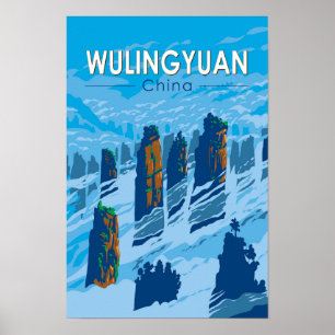 Wulingyuan Landschaftliche Area China Reisen Vinta Poster