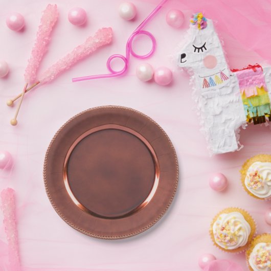 Wulstig-Rand Imitatkupfer-/-Rosengoldentwurf Pappteller (Party)