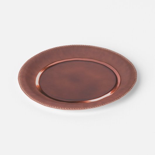 Wulstig-Rand Imitatkupfer-/-Rosengoldentwurf Pappteller (Schrägansicht)