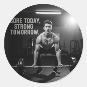Wund heute, stark morgen Fitness-Gym-Zitat – Mot Runder Aufkleber