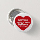 Wunder Bibelvers rotes Herz ermutigend glauben Button (Vorne & Hinten)