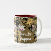 Wunder blühen inspirierende Worte Zweifarbige Tasse (VorderseiteRechts)