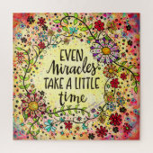 Wunder brauchen Zeit Zitat, floraler Spaß Puzzle (Vertikal)