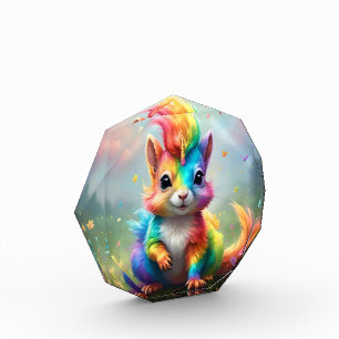Wunder: Das Rainbow-Unicorn-Eichhörnchen Fotoblock