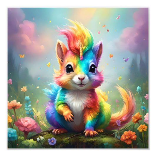 Wunder: Das Rainbow-Unicorn-Eichhörnchen Fotodruck (Vorne)