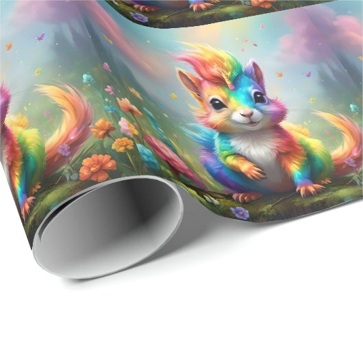 Wunder: Das Rainbow-Unicorn-Eichhörnchen Geschenkpapier (Rolleneckpunkt)