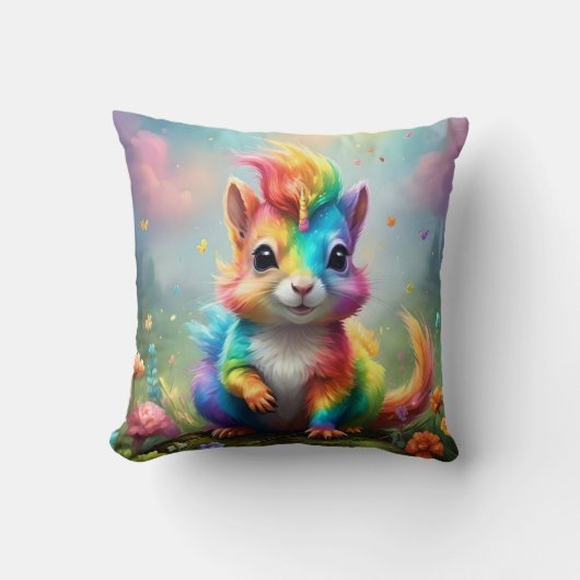 Wunder: Das Rainbow-Unicorn-Eichhörnchen Kissen (Vorderseite)