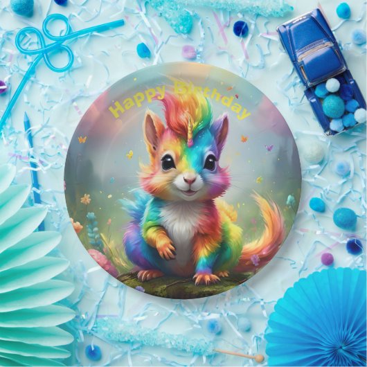 Wunder: Das Rainbow-Unicorn-Eichhörnchen Pappteller (Party)