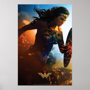 Wunder, dass Woman auf Schlachtfeld läuft Poster