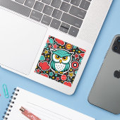 Wunder der Eule Aufkleber (Laptop mit iPhone)