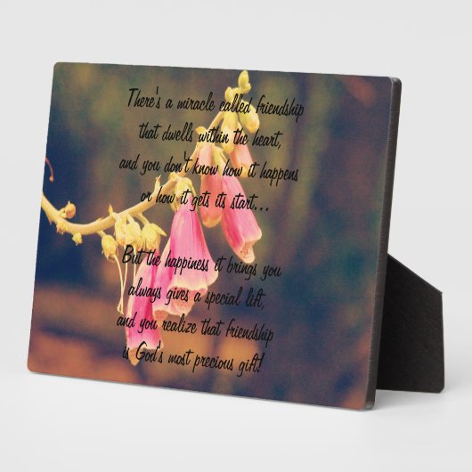 Wunder der Freundschaft Gedicht Plaque Fotoplatte (Seite)