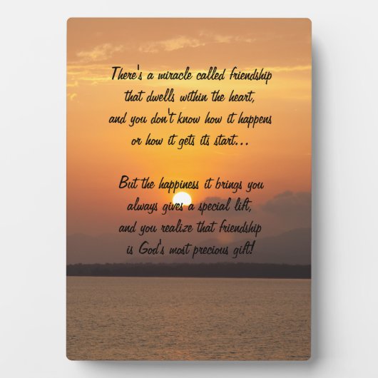 Wunder der Freundschaft Gedicht Plaque Fotoplatte (Vorderseite)
