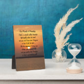 Wunder der Freundschaft Gedicht Plaque Fotoplatte (Seite)