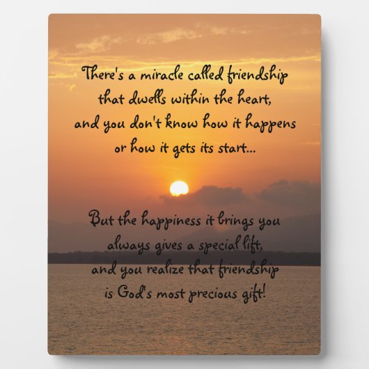 Wunder der Freundschaft Gedicht Plaque Fotoplatte (Vorderseite)