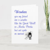 Wunder, ein lustiges Gedicht für einen Freund Karte (Vorderseite)