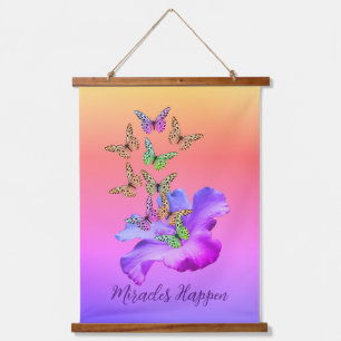 Wunder Hibiskus Schmetterlinge Inspiration Wandteppich Mit Holzrahmen