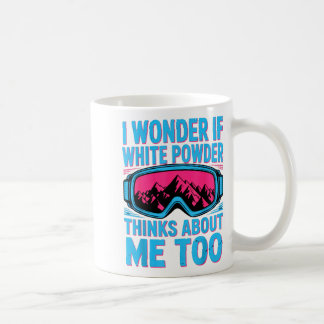 Wunder ob der weiße Puder auch an Skifahren denkt Kaffeetasse