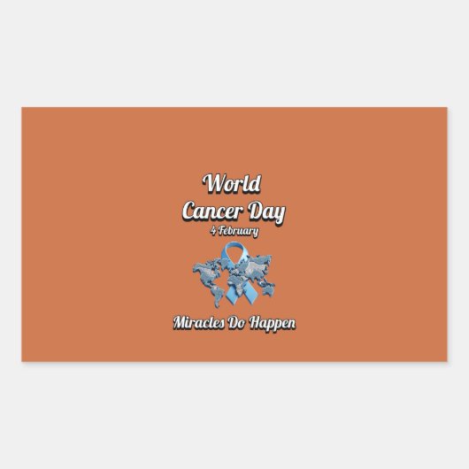 Wunder passieren. Weltkrebstag. Rechteckiger Aufkleber (Vorderseite)