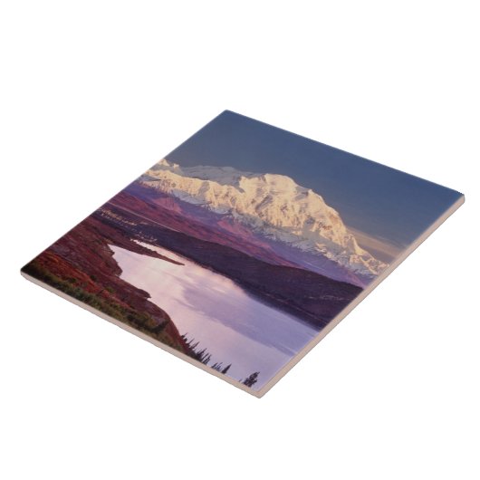 Wunder See und Berg Denali bei Sonnenaufgang Fliese (Seite)