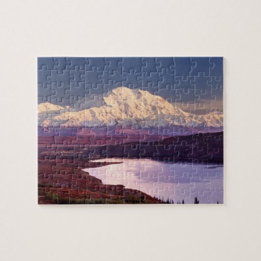 Wunder See und Berg Denali bei Sonnenaufgang Puzzle (Horizontal)