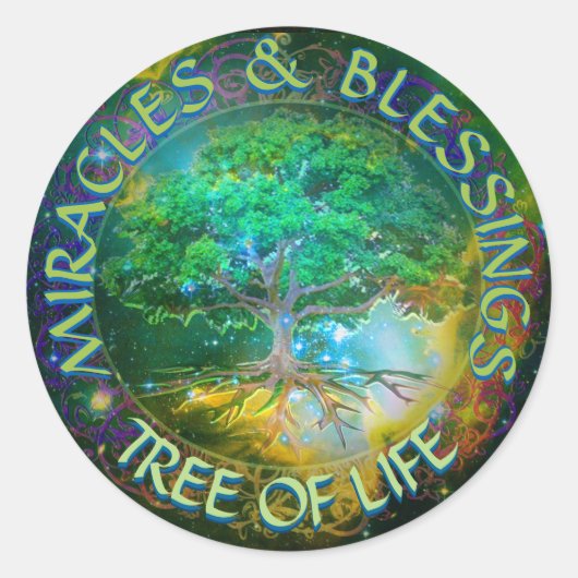 Wunder & Segen Baum des Lebens Runder Aufkleber (Vorderseite)