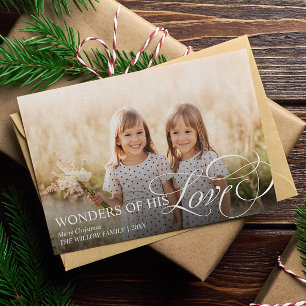 Wunder seiner Liebe Christliches Weihnachts-3-Foto Feiertagskarte