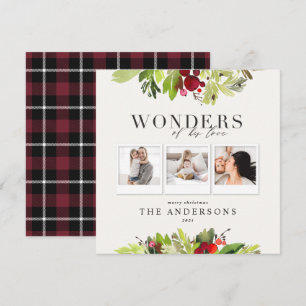 Wunder seiner Liebe Multi-Foto kariert und Blattwe Feiertagskarte