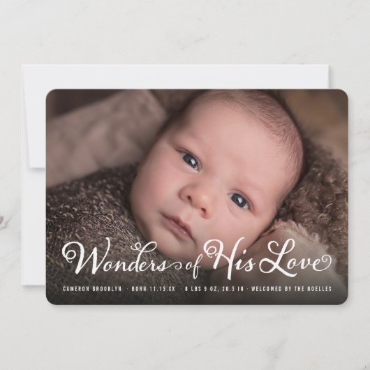 Wunder seiner Liebe Religiöse Weihnachtsgeburt Ankündigung (Vorderseite)