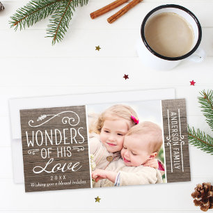 Wunder seiner Liebe Rustic Wood Christmas Foto Feiertagskarte