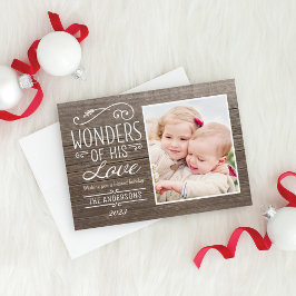 Wunder seiner Liebe Rustic Wood Christmas Foto Feiertagskarte