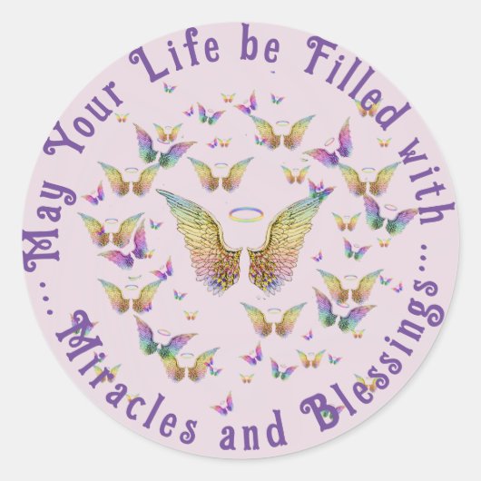 Wunder und Segnungen Angel WIngs Runder Aufkleber (Vorderseite)