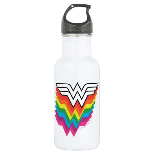Wunder-Woman-Logo für Regenbogen Edelstahlflasche (Vorderseite)