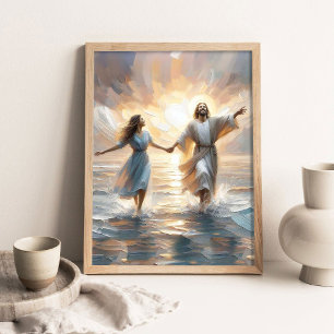 Wunder zusammen, christliche Malerei, Jesus geht Poster