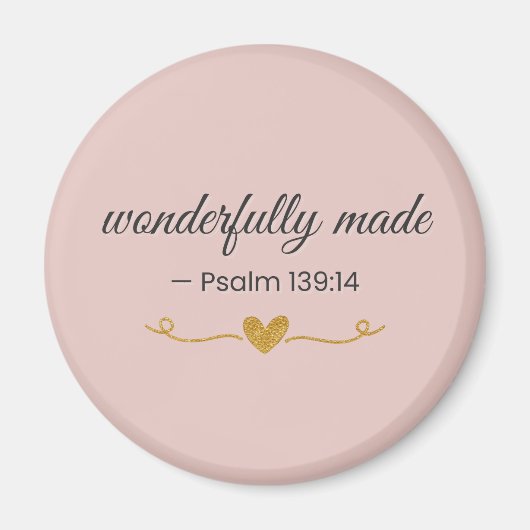 Wunderbar gemacht – Psalm 139:14 Rosa Magnet (Vorne)