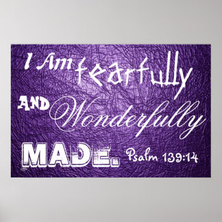 Wunderbar gemachte Bibel Vers Psalm 139:14 Poster