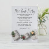 Wunderbar graue Neujahrsgeschenke Einladung (Stehend Vorderseite)