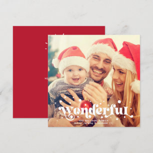 Wunderbar   Moderne Boho Retro-Textfamilienfoto Feiertagskarte
