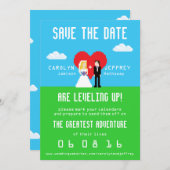 Wunderbar Nerdy 8-Bit Bride & Groom Save the Date (Vorne/Hinten)