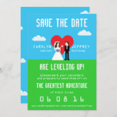 Wunderbar Nerdy 8-Bit Bride & Groom Speichern Sie  Save The Date (Vorne/Hinten)