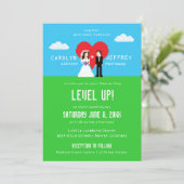 Wunderbar Nerdy 8-Bit Hochzeitseinladungen Save The Date (Stehend Vorderseite)