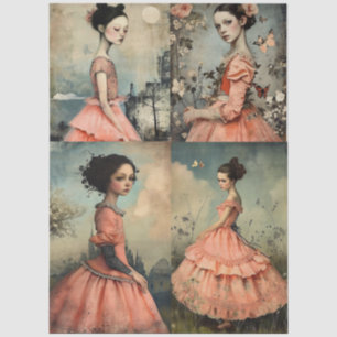 Wunderbar seltsames Vintage-Mädchen Seidenpapier
