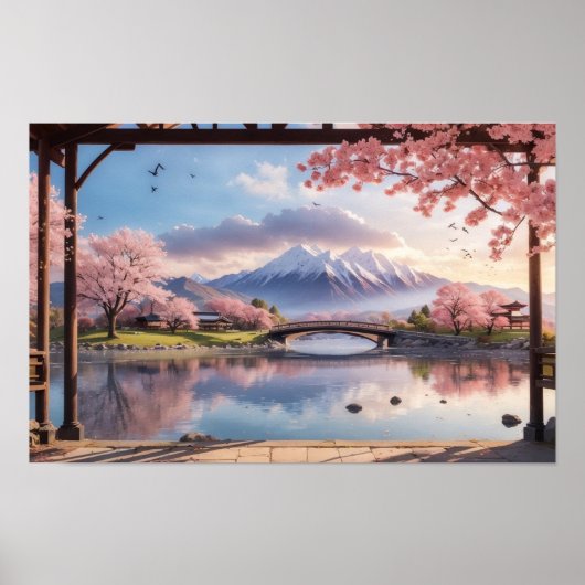 Wunderbar Sonnenuntergang japanische Sakura Tree Poster (Vorne)