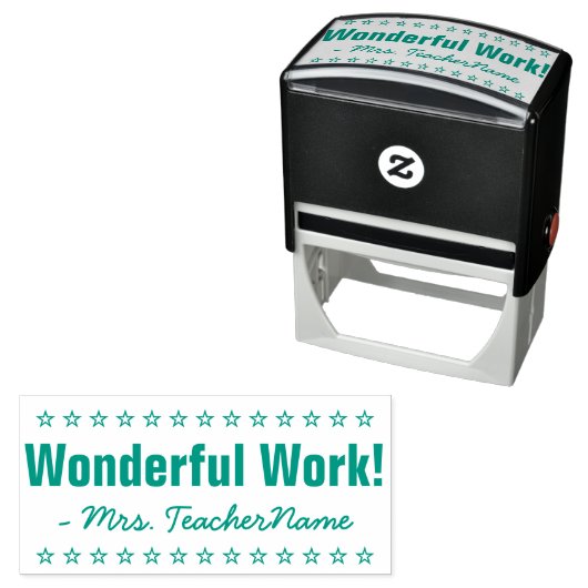 "Wunderbare Arbeit!" + Instructor Name Gummi Brief Permastempel (Beispiel)